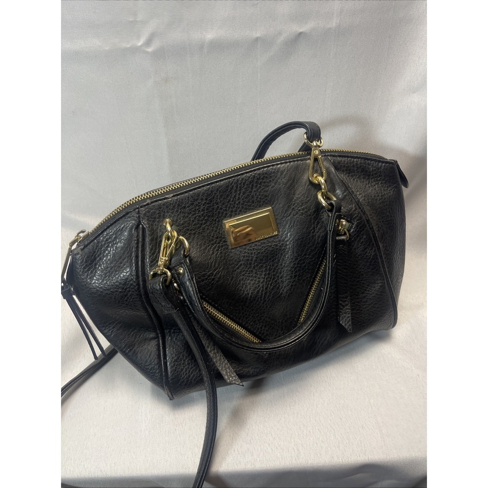 Y2K Juicy Couture Black Medium Satchel Top Handle, Detachable Strap Gold Zip